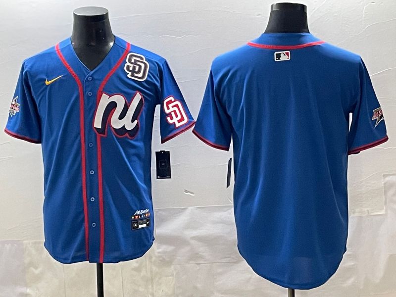 Men 2025 San Diego Padres Blank Blue All star Blank Blue Nike MLB Jersey style 2->san diego padres->MLB Jersey